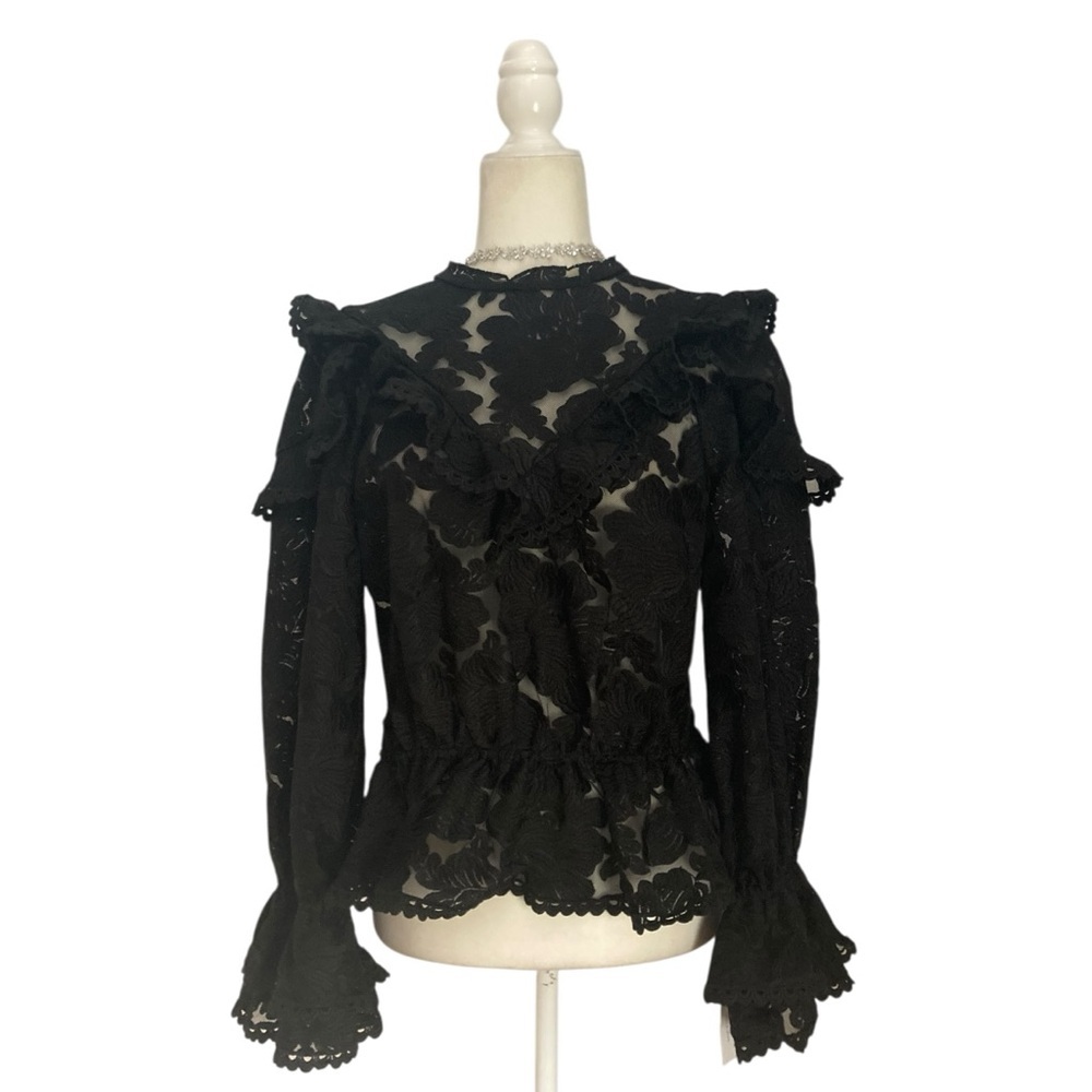 Reformation The Collection Carlisle Black Lace Blouse Romantic Feminine Top NWT - Picture 6 of 15